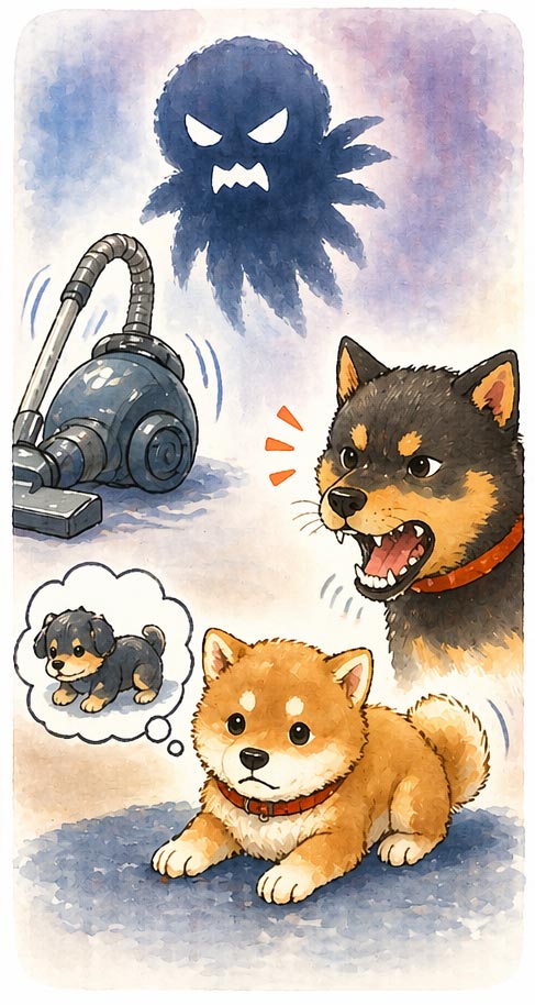 子犬が人や環境に慣れていく様子