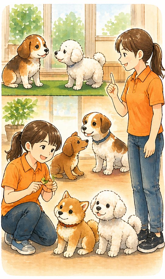 子犬の社会化と成長の様子