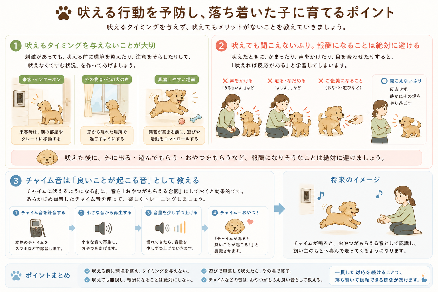 吠える行動を予防するポイント