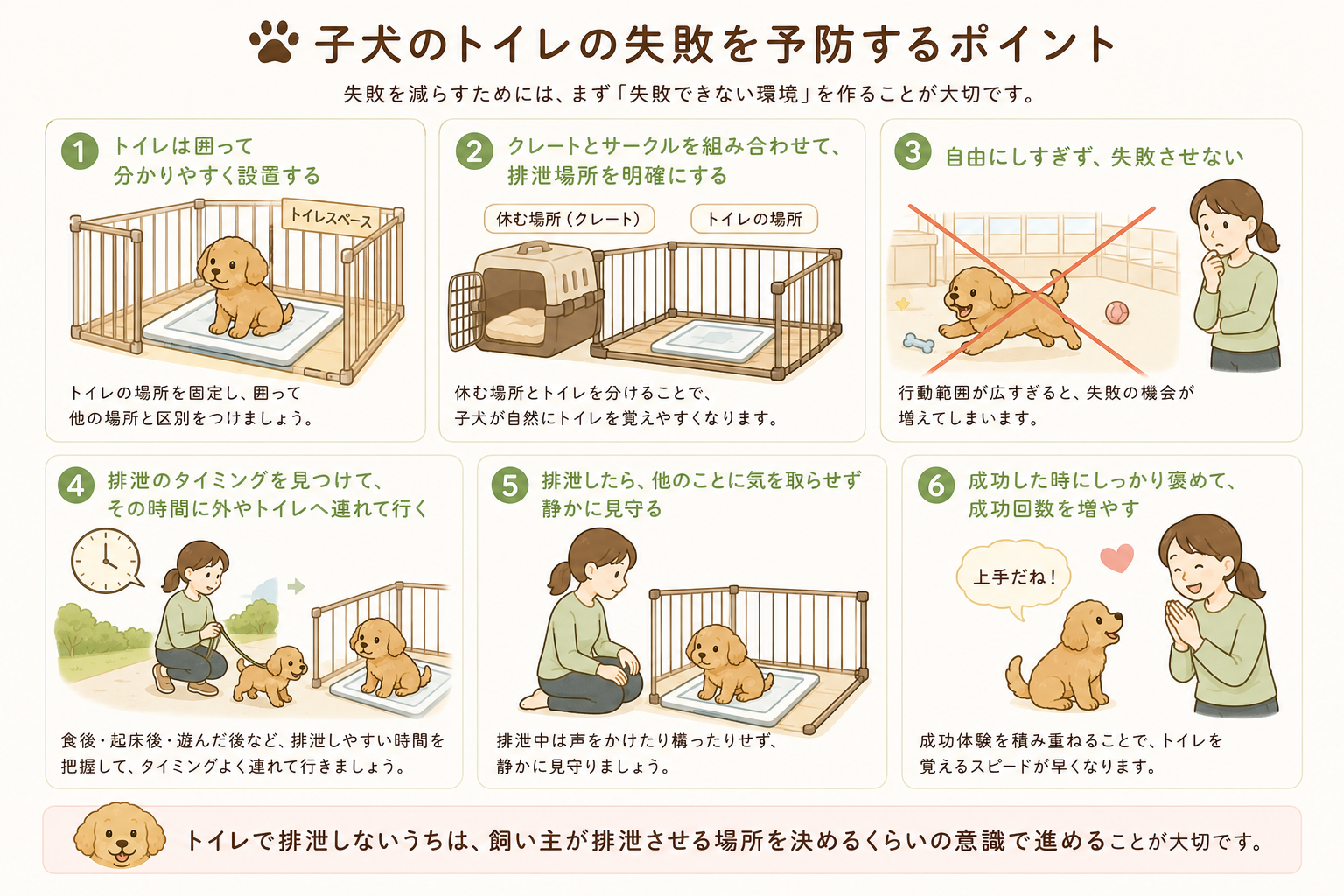 子犬のトイレの失敗を予防するポイント